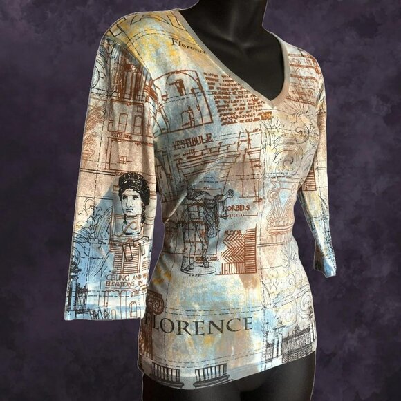 00s Glima Florence Graphic Top - Picture 2 of 7